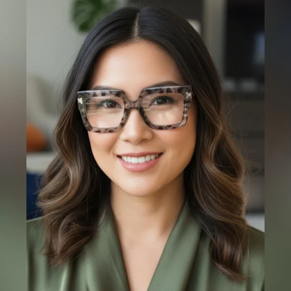 ✨NEW Leopard Print Square Frame Glasses - Picture 4 of 8